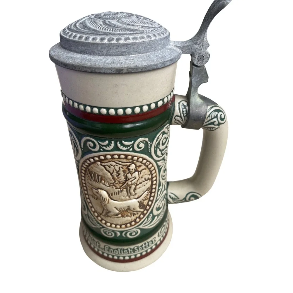 Vintage 1978 Avon Ceramarte Brazil Beer Stein Rainbow‎ Trout English Setter Lid
